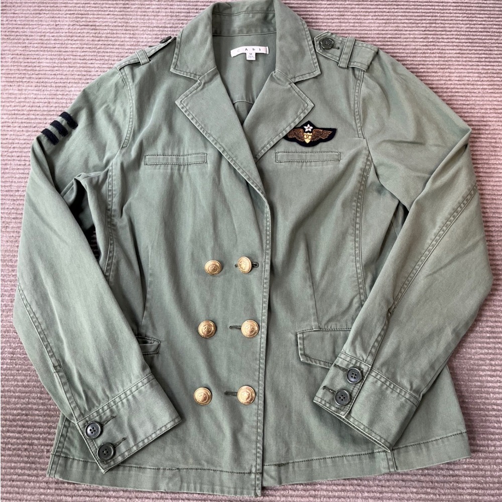 Cabi 326 Womens Olive Green Military Flight Jacket Double Breasted Size M